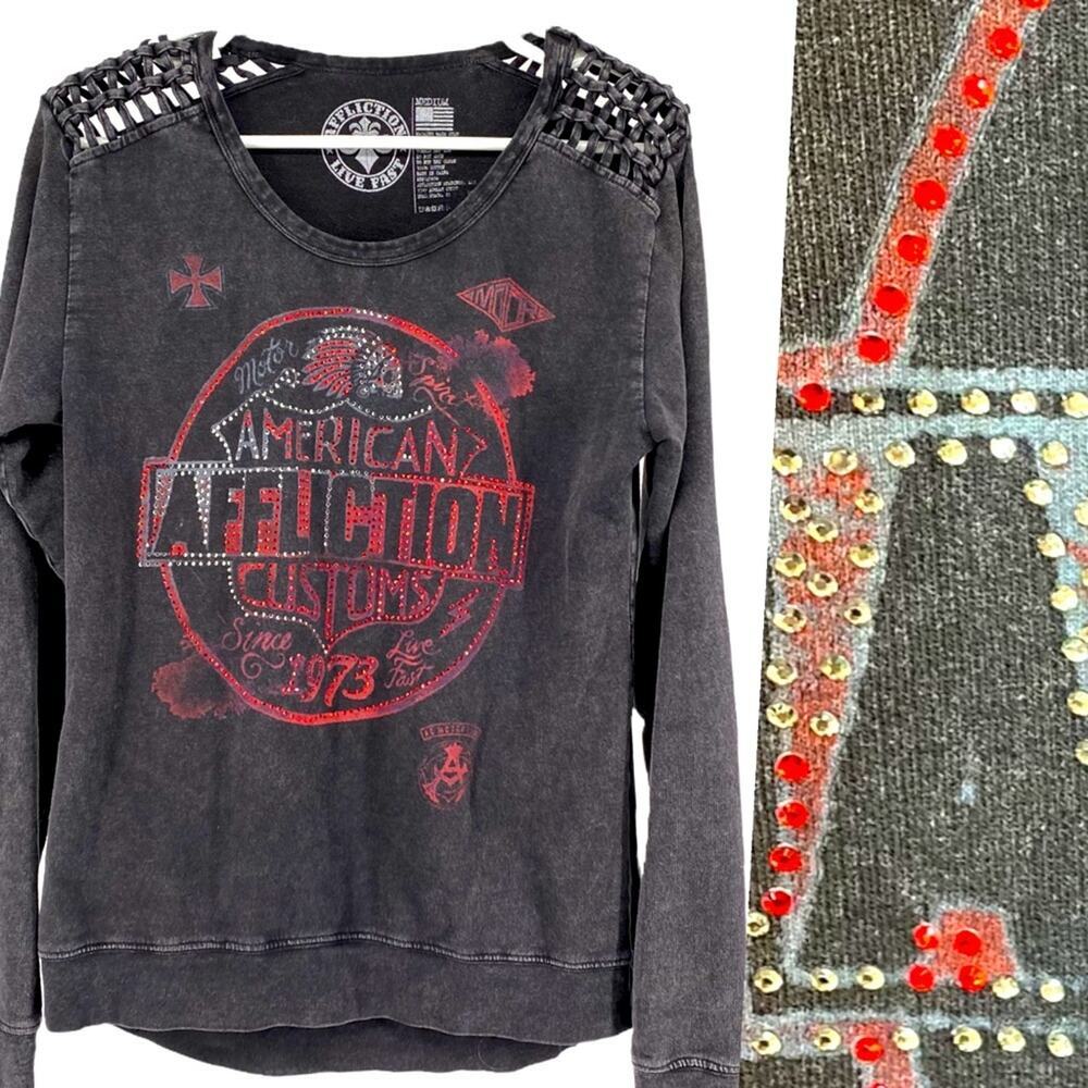 Affliction Sweatshirt Black Red Distressed
American Customs Skull Gemstone M
